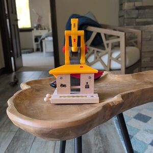 Brio- Wooden Crane Toy with Yellow and Red Accents